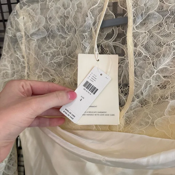 De la vali croissant mini dress in ivory silk satin and lace - Picture 7 of 10